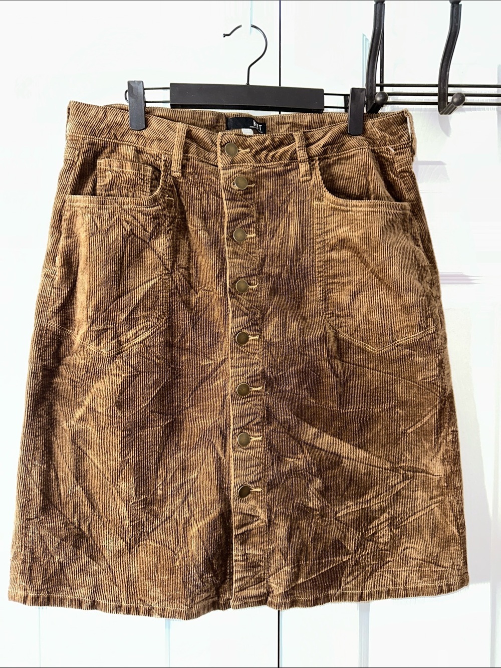 Kut from the Kloth Brown Corduroy Button-Front Skirt